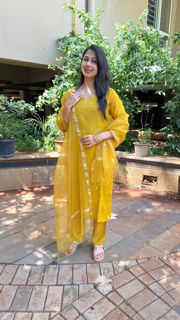 Yellow Embroidered Kurta Set