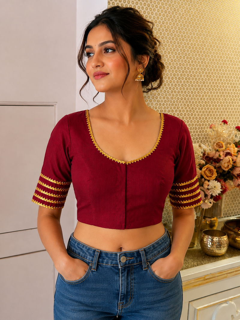 Maroon Gold Luxe Blouse