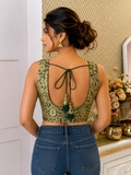 Emerald Heritage Banarasi Sleeveless Brocade Blouse