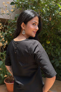 Black Handloom Cotton Co Ord Set
