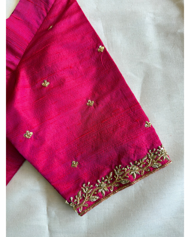 Pure Raw Silk Hand Embroidered Blouse