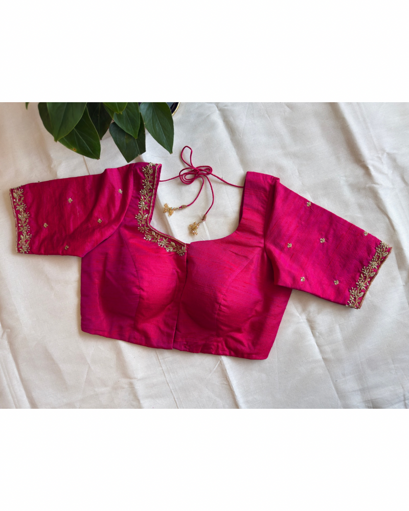 Pure Raw Silk Hand Embroidered Blouse