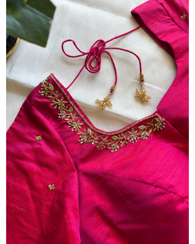 Pure Raw Silk Hand Embroidered Blouse