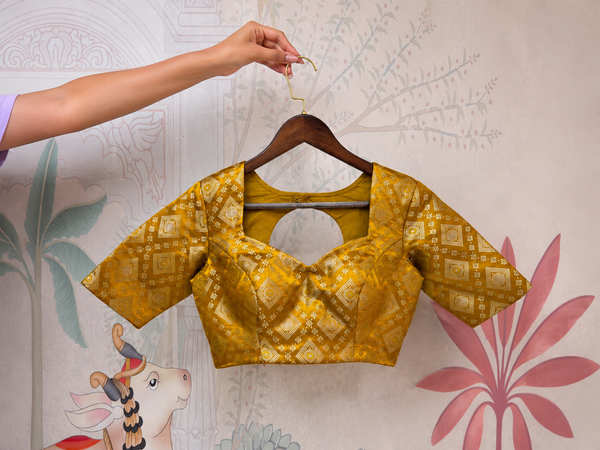 Yellow Occur Brocade Padded Blouse