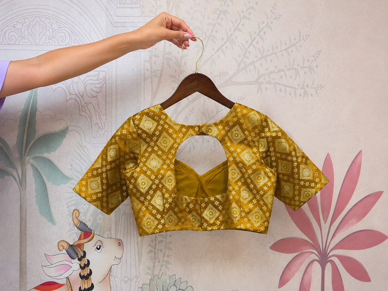Yellow Occur Brocade Padded Blouse