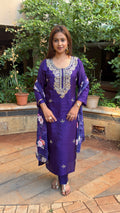 Purple Kurta & Pant Set with Dupatta