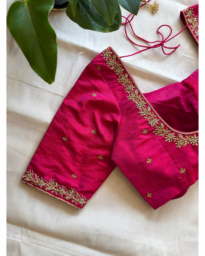 Pure Raw Silk Hand Embroidered Blouse