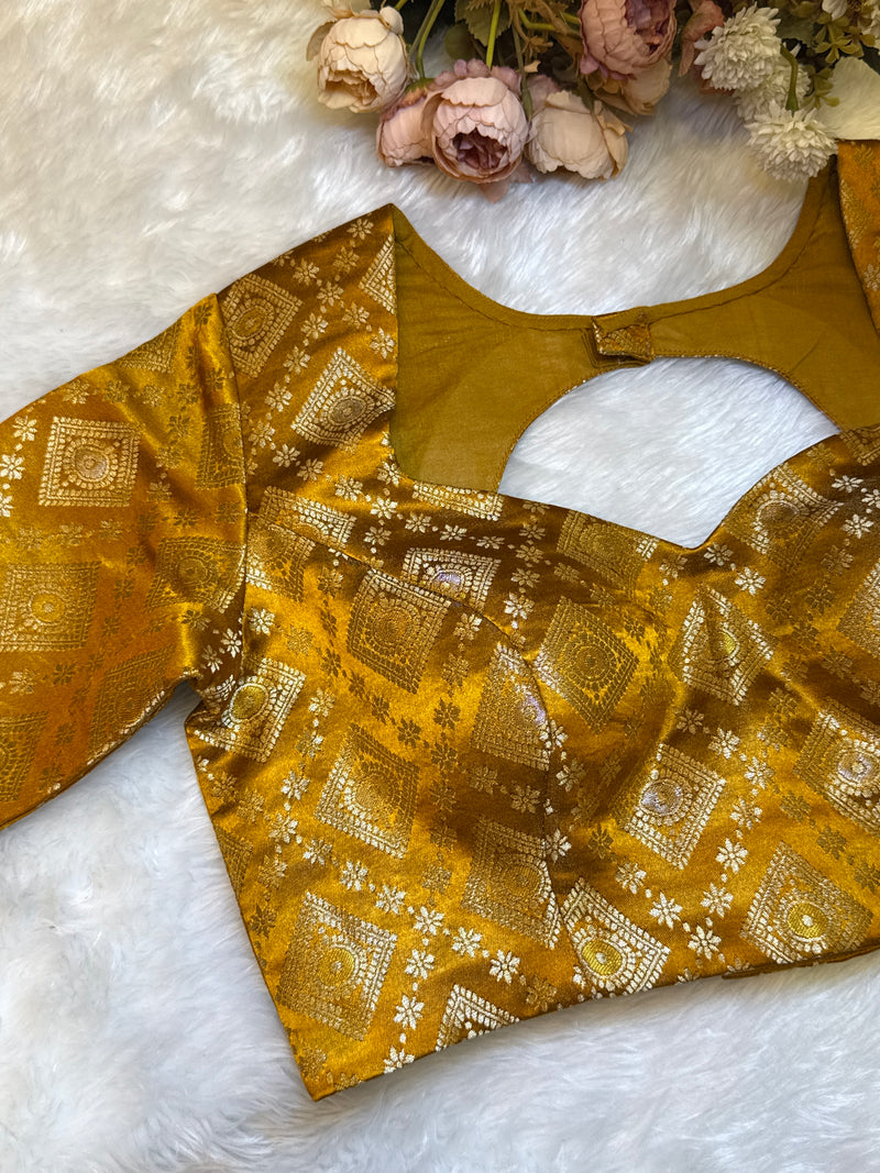 Yellow Occur Brocade Padded Blouse