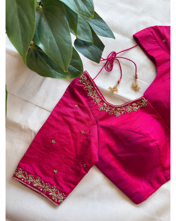 Pure Raw Silk Hand Embroidered Blouse