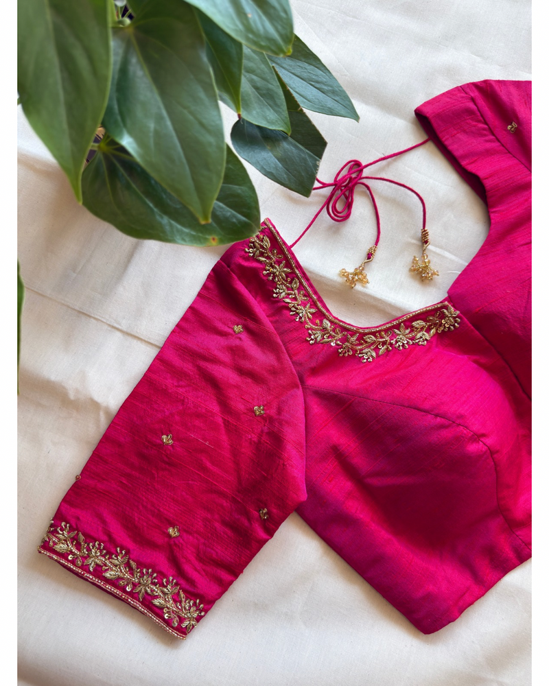 Pure Raw Silk Hand Embroidered Blouse