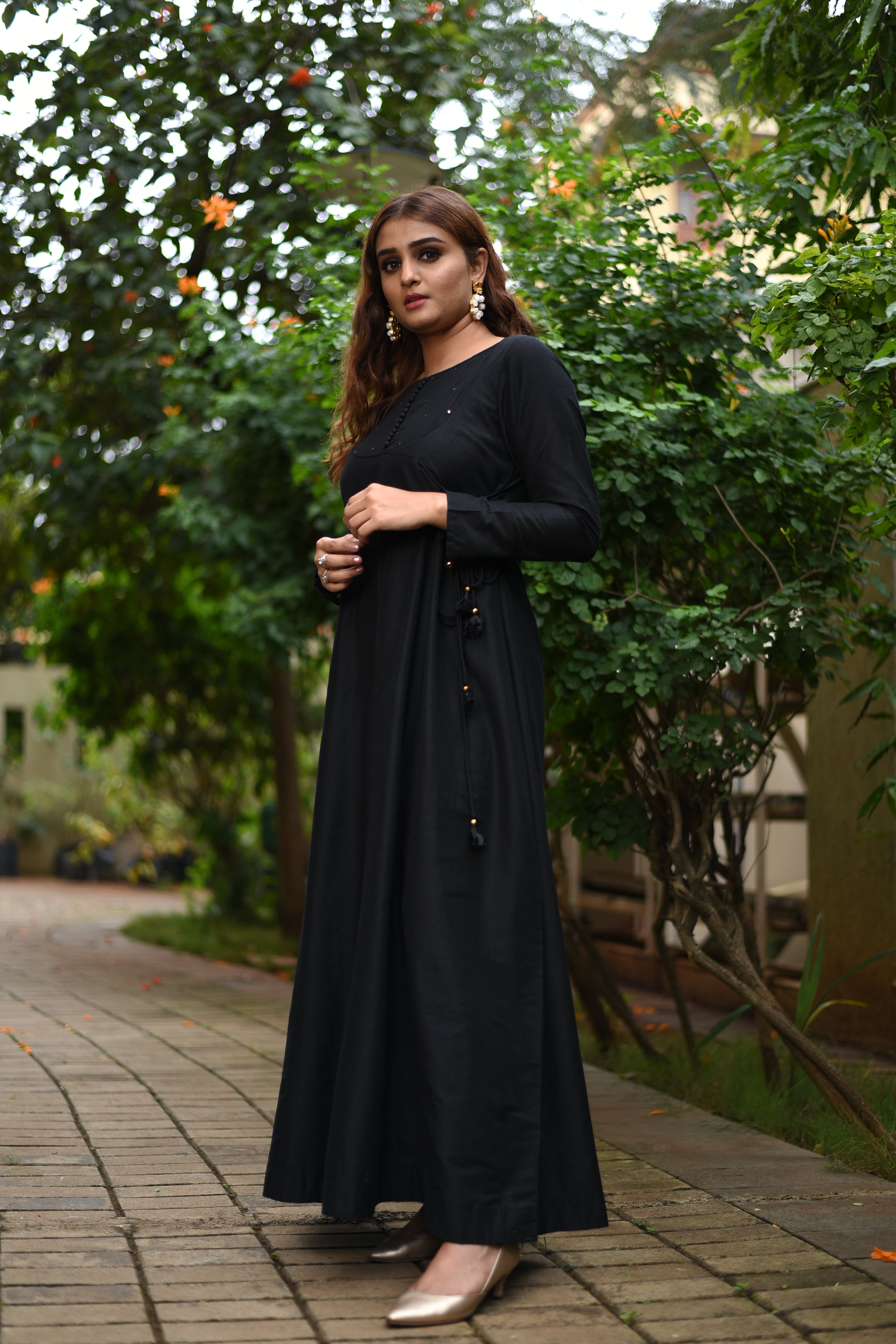 Black Slub Silk Dress