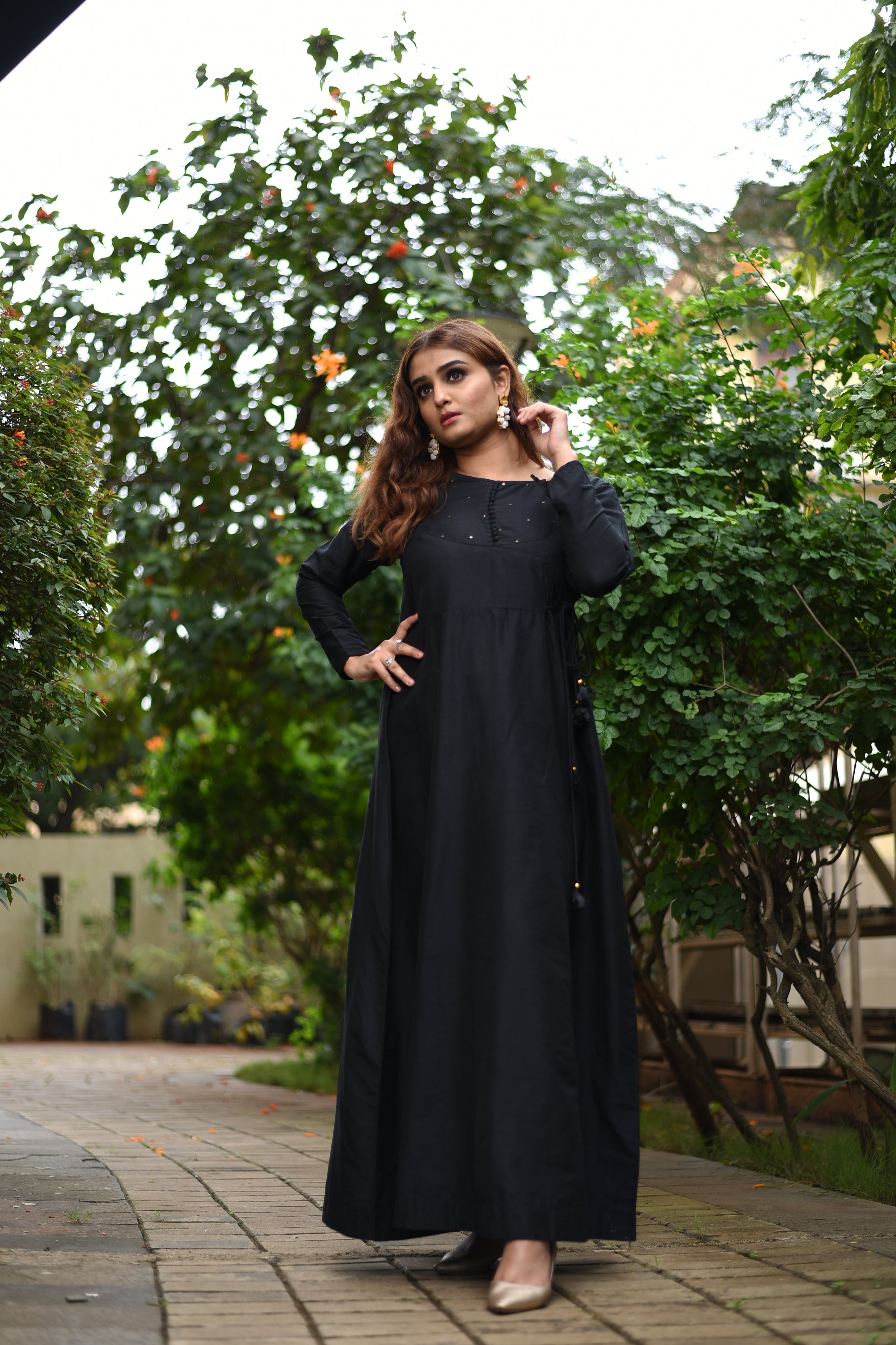 Black Slub Silk Dress