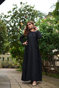 Black Slub Silk Dress