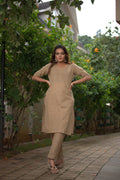 Camel Handloom Cotton Co Ord Set
