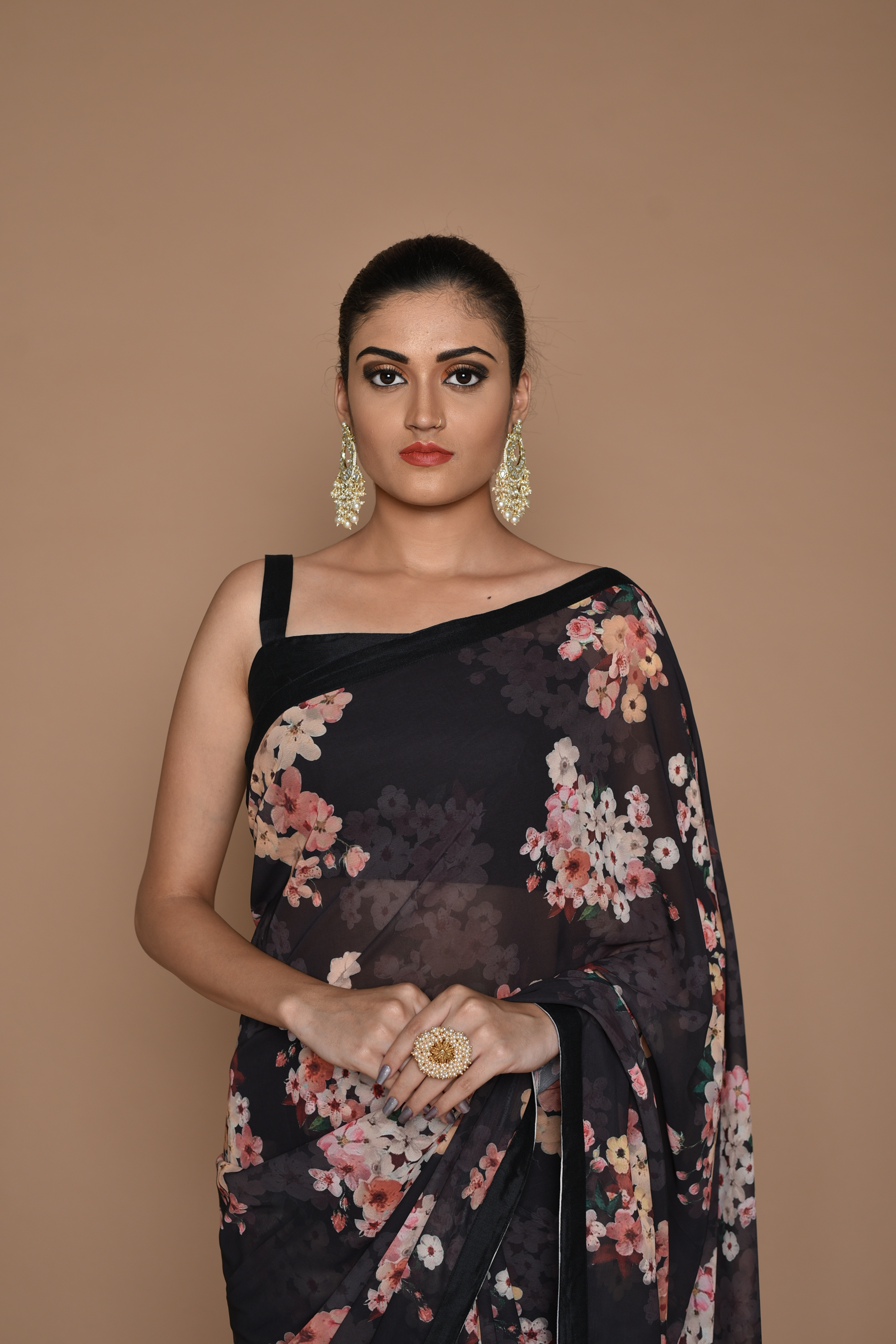 Double Black Georgette Saree