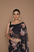 Double Black Georgette Saree