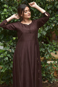 Chicory Coffee Slub Silk Dress