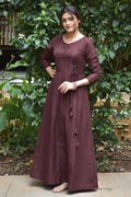 Chicory Coffee Slub Silk Dress