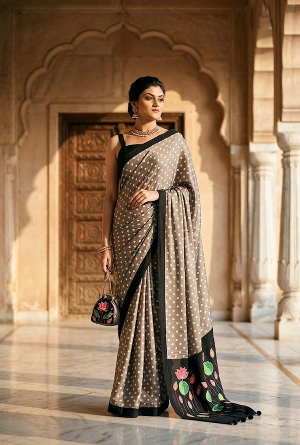 Modal Satin Hand Painted Pichwai Saree