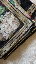 Black Floral Organza Saree