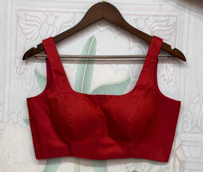 Pure Raw Silk Sleeveless Blouse