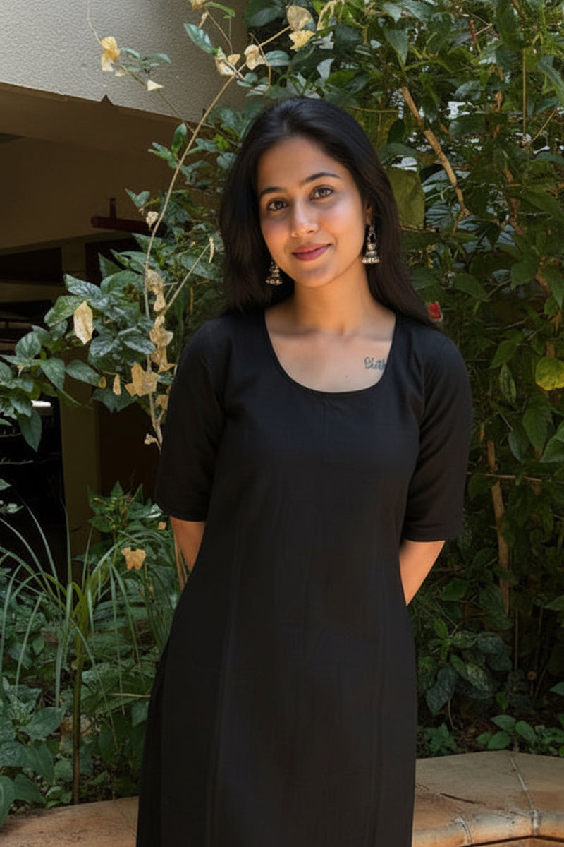 Black Handloom Cotton Co Ord Set