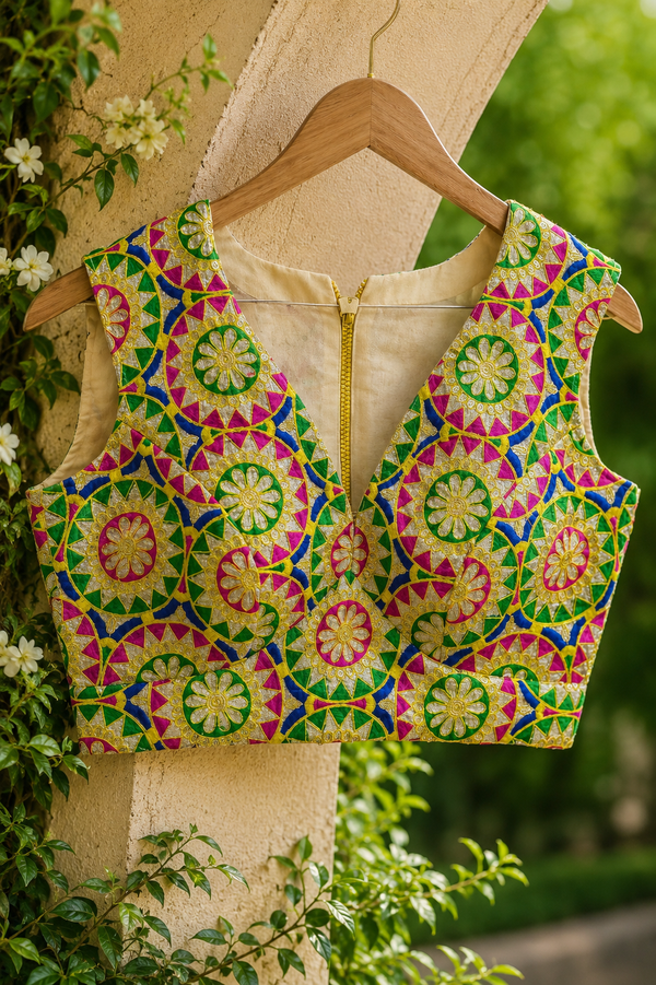 Rang Mahal Embroidered Sleeveless Saree Blouse