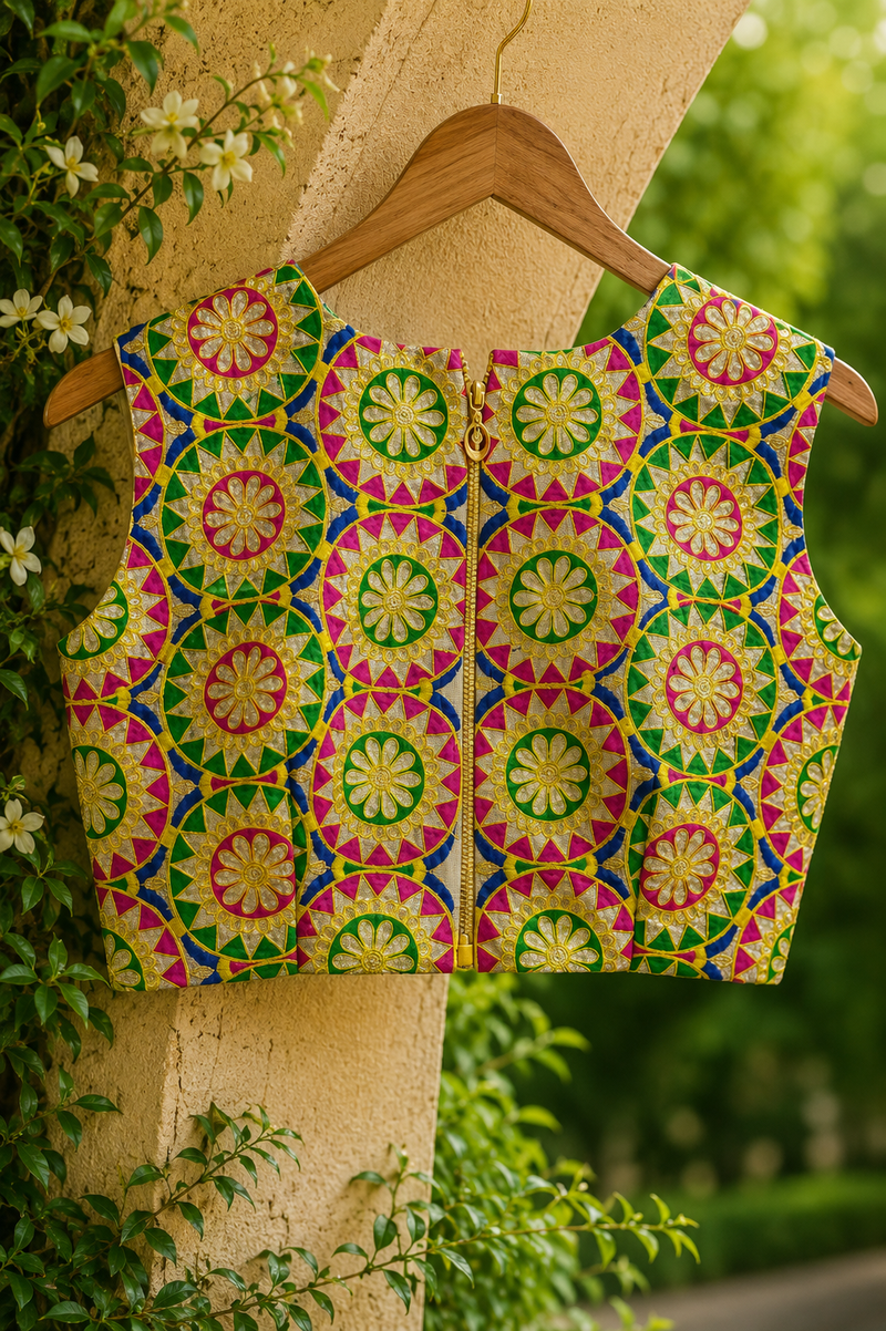 Rang Mahal Embroidered Sleeveless Saree Blouse